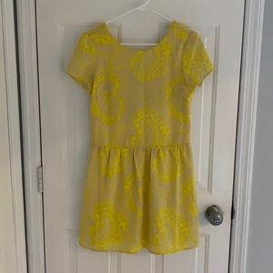 Frnch Yellow Patterned Dress